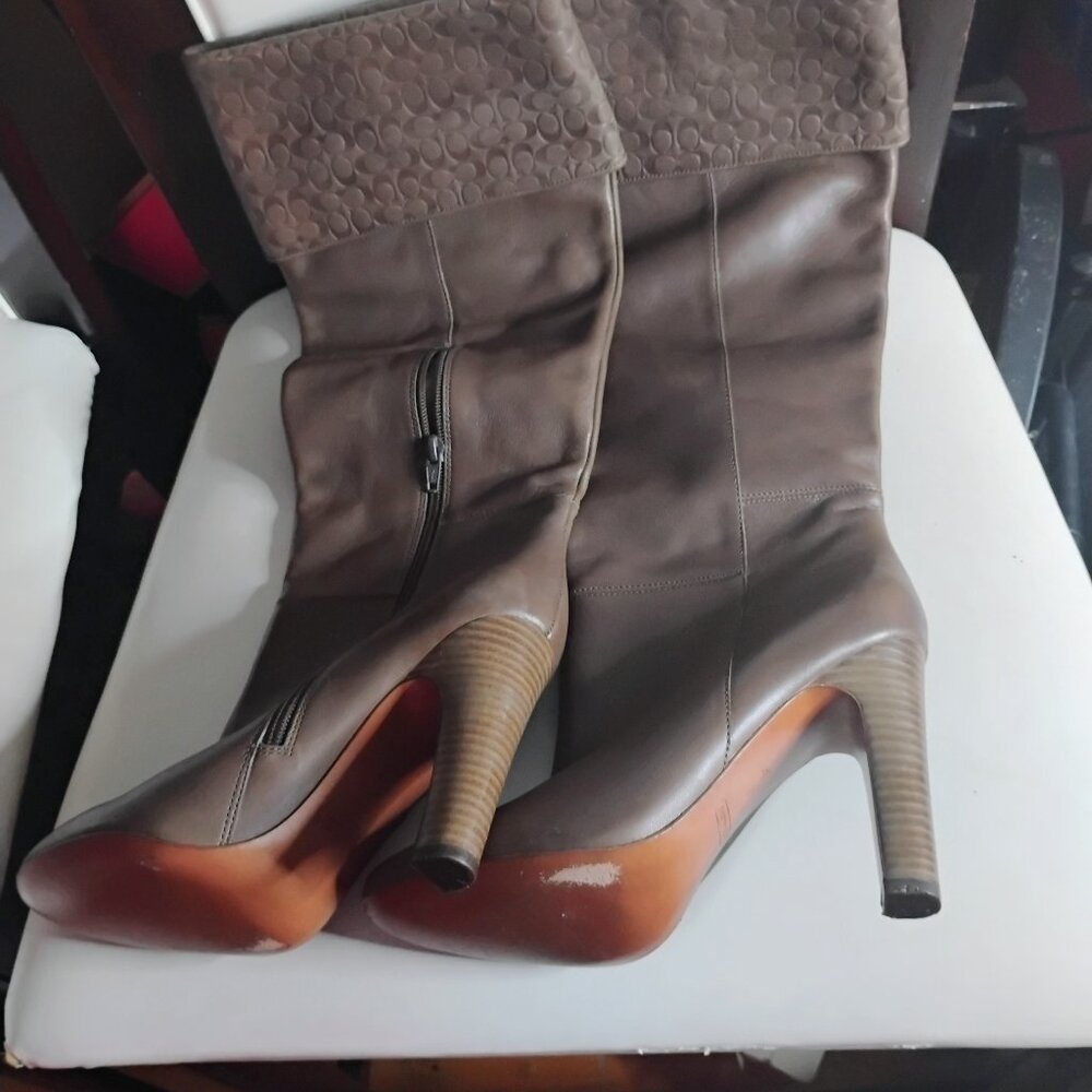 Genuine Taupe Coach Boots Size 9, M Width, Heels 3/4 Inches High, Gently Worn